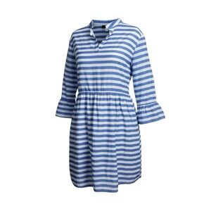 Jude Connally Faith Shift Dress Cotton Blue Striped Size XL